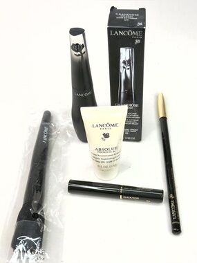 Lancôme 5 Pc Beauty Bundle Grandiose Mascara Absolue Cream Brush & Eyeliner NEW